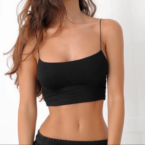 Black Spaghetti Strap Cami Crop Top - Picture 7 of 10